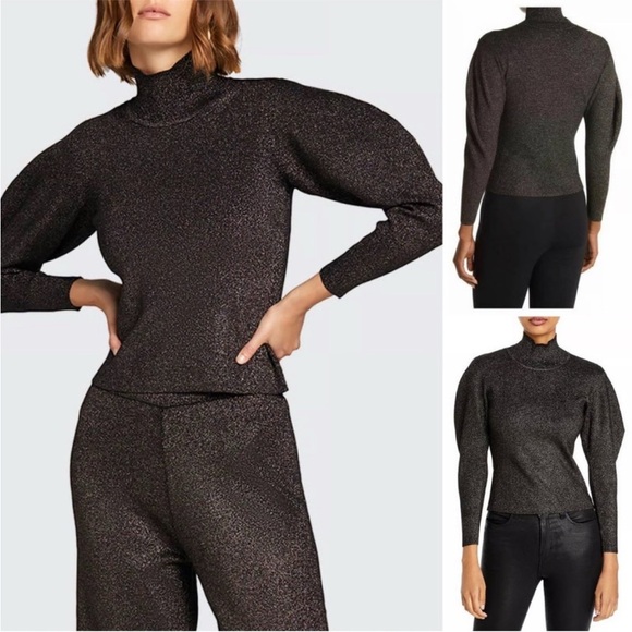 A.L.C. Samuel Metallic Puff Sleeve Sweater - Picture 5 of 9